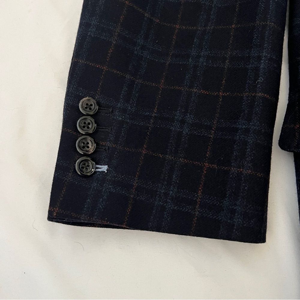 Tom James Holland & Sherry 3 piece suit wool blue rust red 48R pants 40 x 30 - Picture 8 of 8